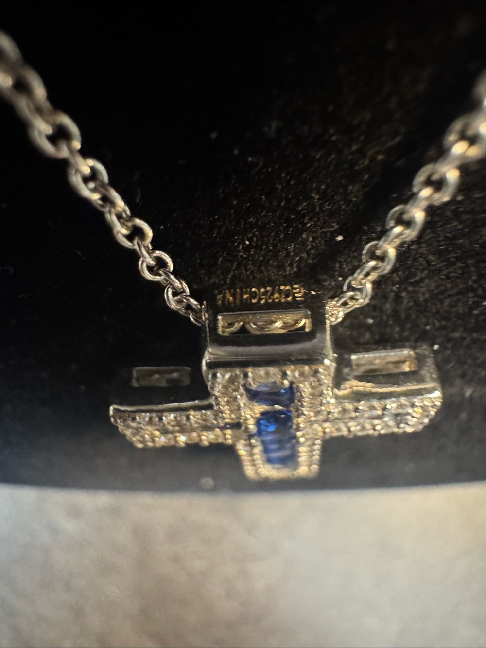Diamonique QVC cross pendant necklace with lab created sapphires & Diamonique - Picture 6 of 6